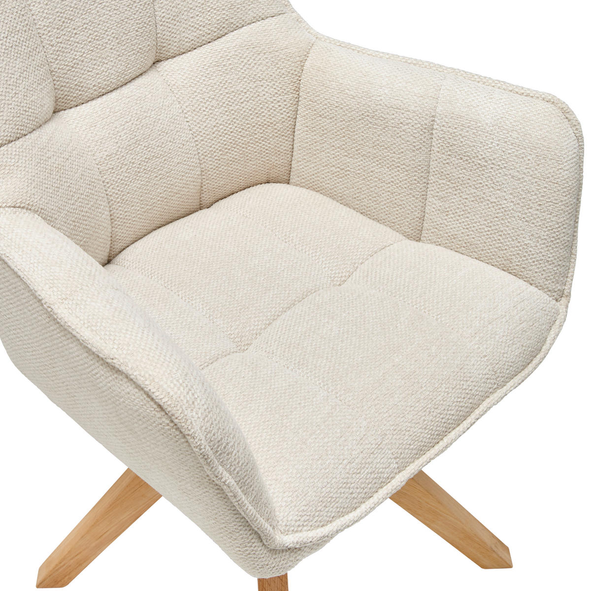 ARMLEHNSTUHL  inklusive Armlehnen, Sitzfläche 360° drehbar Webstoff  Eichefarben, Beige  - Eichefarben/Beige, LIFESTYLE, Holz/Textil (61/85/63cm) - Livetastic