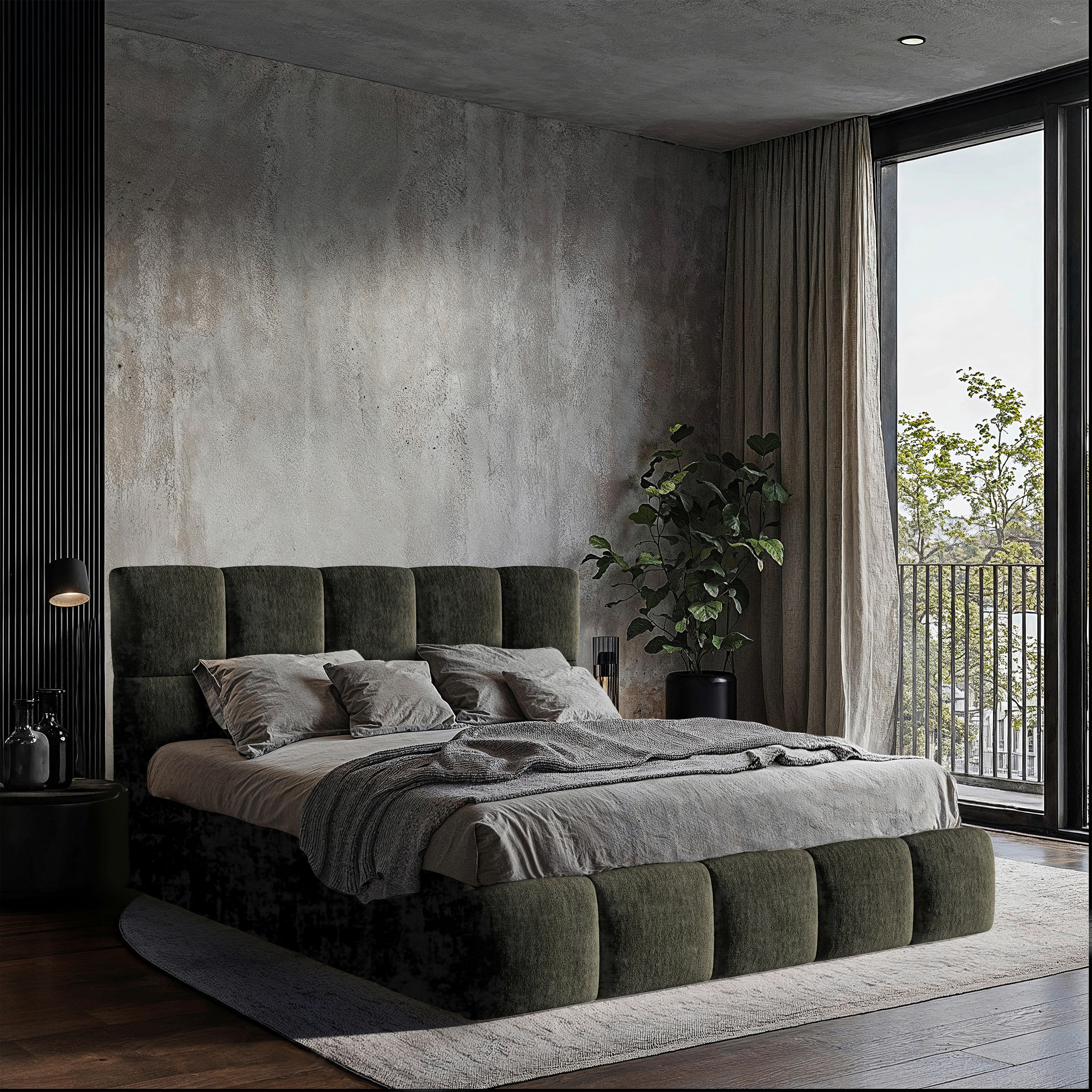 POLSTERBETT 140/200 cm,  in Grau, gepolstertes Kopfteil, Lattenrost, Bettkasten,  - Schwarz/Grau, MODERN, Holz/Holzwerkstoff (140/200cm) - MID.YOU