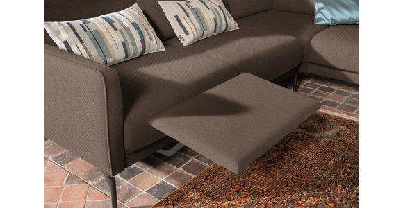 ECKSOFA in Flachgewebe, Struktur Braun  - Anthrazit/Braun, Design, Textil/Metall (254/230cm) - Ambiente