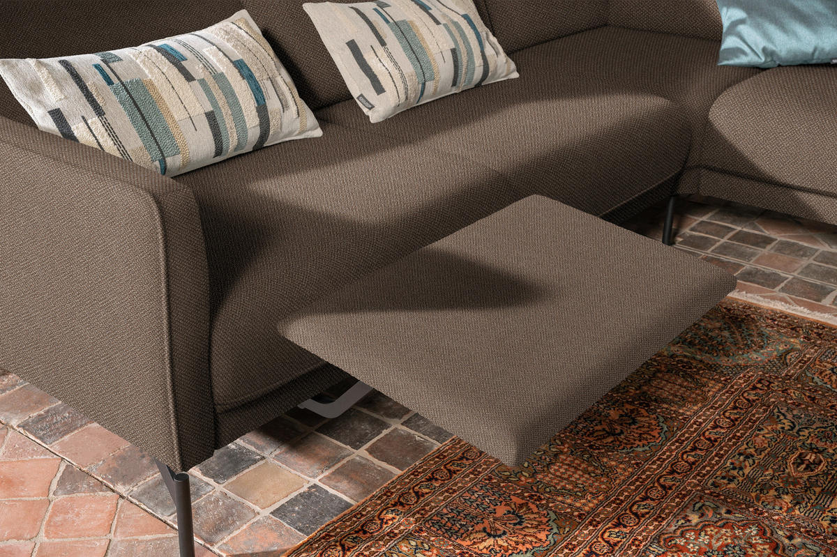 ECKSOFA in Flachgewebe, Struktur Braun  - Anthrazit/Braun, Design, Textil/Metall (254/230cm) - Johann Jakob
