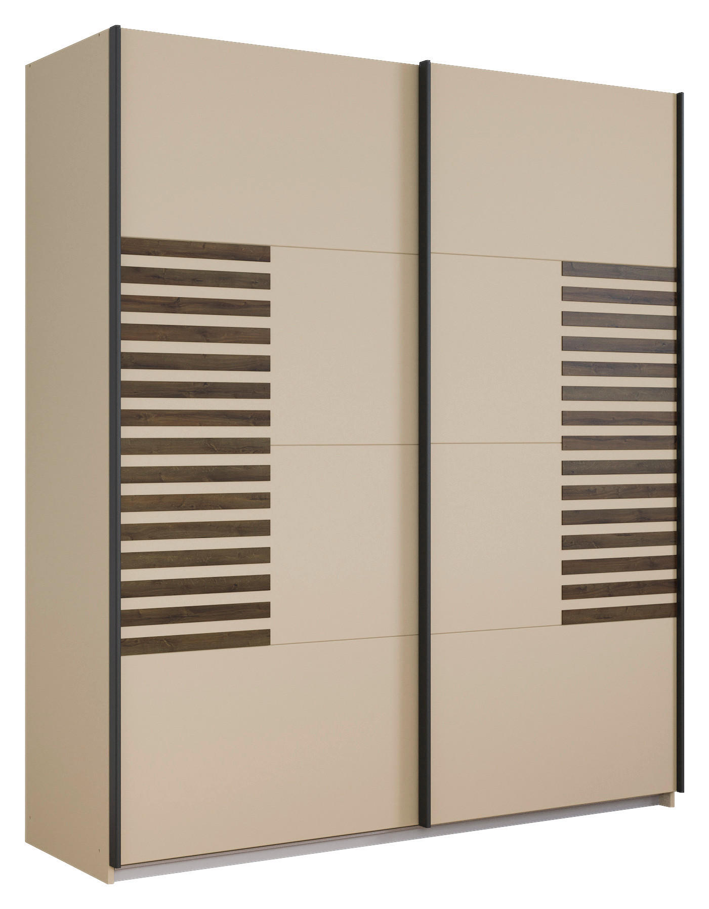 SCHWEBETÜRENSCHRANK in Champagner, Eiche dunkel - Eiche dunkel/Champagner, Modern, Holzwerkstoff/Metall (181/210/62cm) - Rauch Möbel