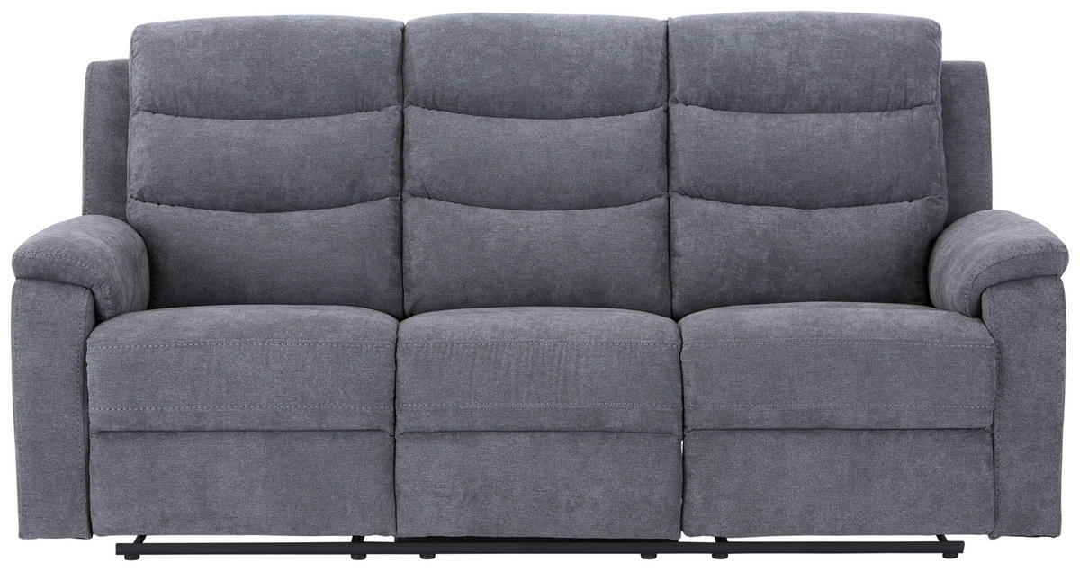 3-SITZER-SOFA Webstoff Grau  - Schwarz/Grau, KONVENTIONELL, Kunststoff/Textil (208/102/93cm) - P & B