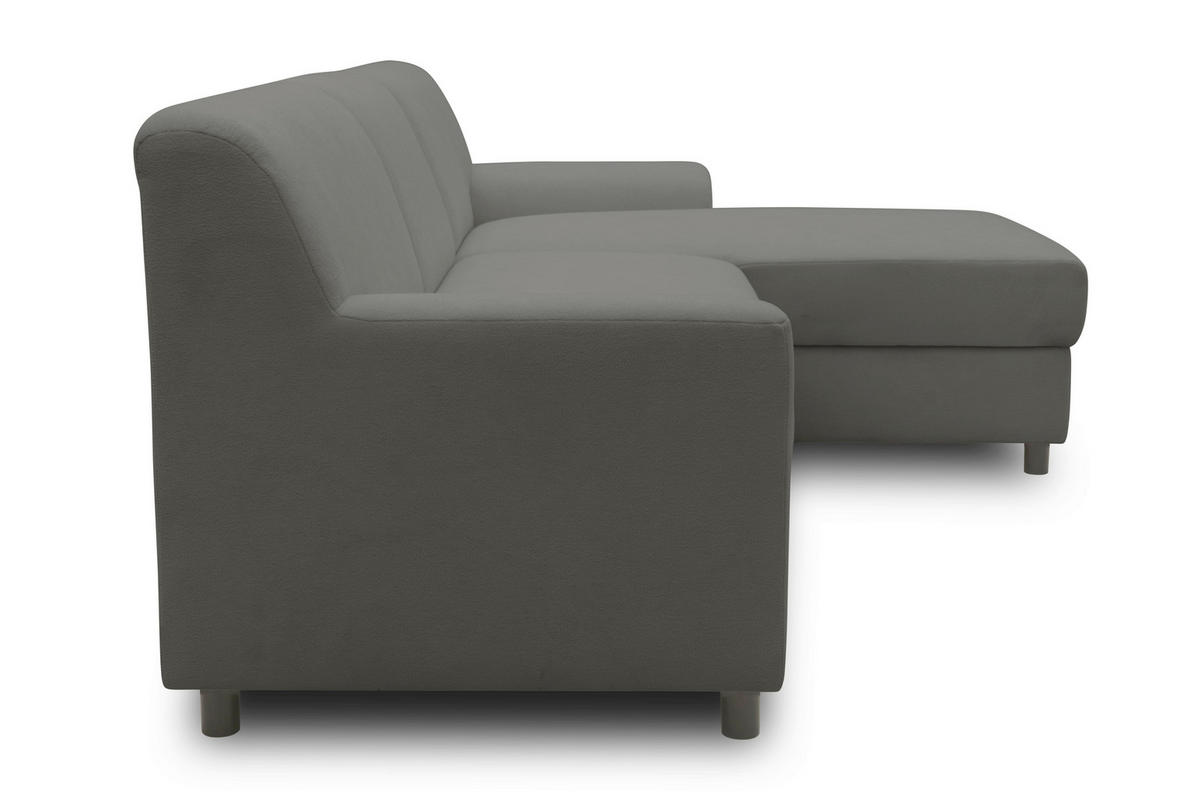 ECKSOFA CAPRI 2 Dunkelgrau Mikrofaser Zierkissen  - Dunkelgrau/Schwarz, Basics, Kunststoff/Textil (241/146cm) - MID.YOU