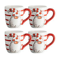 KAFFEEBECHERSET WEIHNACHTSWICHTEL 4-teilig  - Rot/Weiß, Basics, Keramik (8,5cm) - Mäser