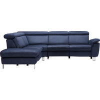 ECKSOFA  in Flachgewebe, Mikrofaser Dunkelblau  239/271 cm  - Beige/Alufarben, Design, Textil/Metall (239/271cm) - Cantus