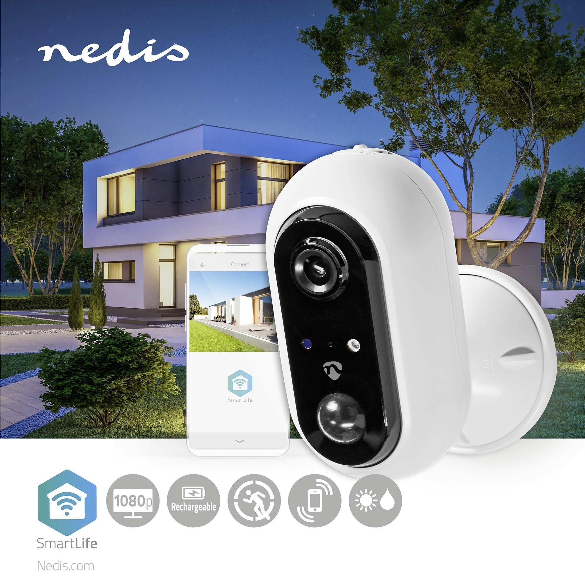 Smartlife Außenkamera Nedis® SmartLife  - Weiß Hochglanz, Basics, Kunststoff (0,57/10,01/0,6cm) - Nedis SmartLife