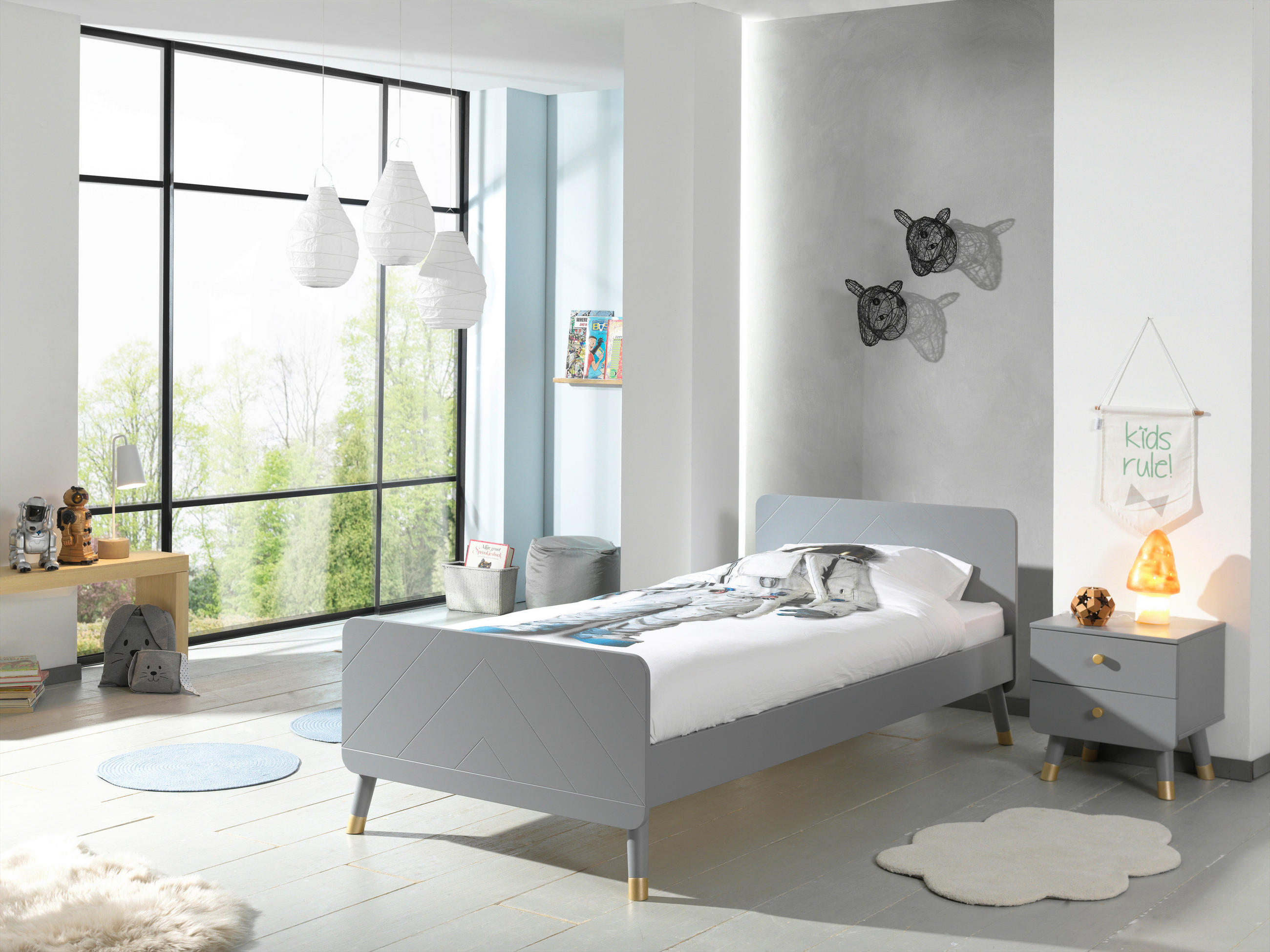 KINDERNACHTSCHRANK Grau - Goldfarben/Grau, KONVENTIONELL, Kunststoff (43/45,20/40cm) - MID.YOU
