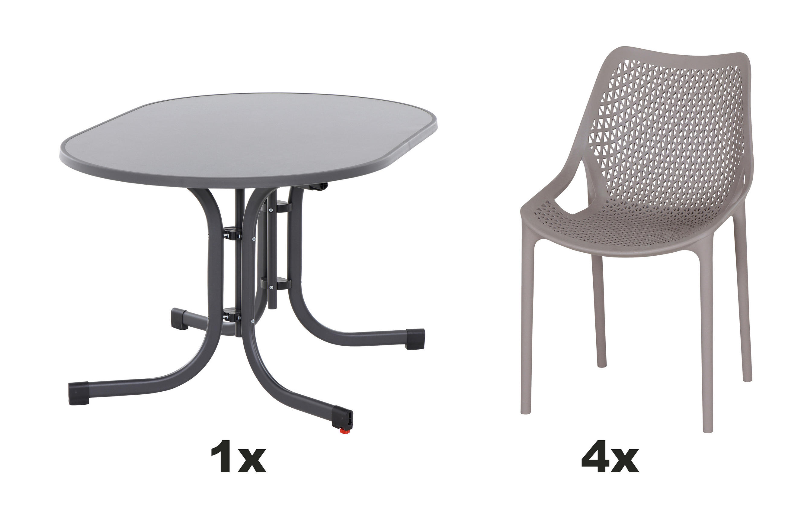 GARTENGARNITUR 5-teilig  - Taupe/Anthrazit, Basics, Holzwerkstoff/Kunststoff (90/81/140cm) - Siena Garden