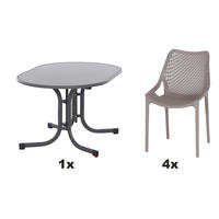 GARTENGARNITUR 5-teilig  - Taupe/Anthrazit, Basics, Holzwerkstoff/Kunststoff (90/81/140cm) - Siena Garden