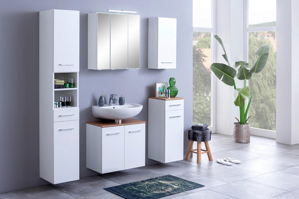 SPIEGELSCHRANK 60/64/20 cm  - Silberfarben/Weiß, MODERN, Glas/Holzwerkstoff (60/64/20cm) - Held