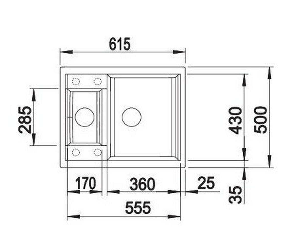 SPÜLE 516165  - Anthrazit, Basics, Stein (61,5/19/50cm) - Blanco