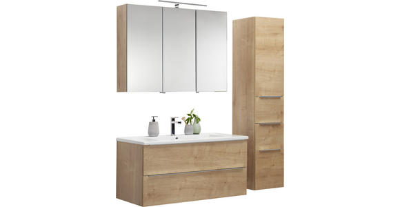 BADEZIMMER in 105 cm - Eichefarben/Weiß, Design, Keramik/Holzwerkstoff (105cm) - Novel