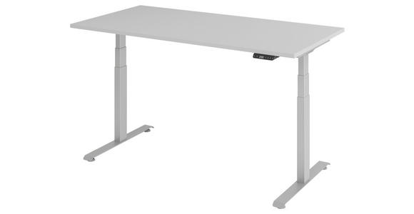 SCHREIBTISCH höhenverstellbar  - Silberfarben/Grau, KONVENTIONELL, Holzwerkstoff/Metall (160/80/64,5-129,5cm) - Venda