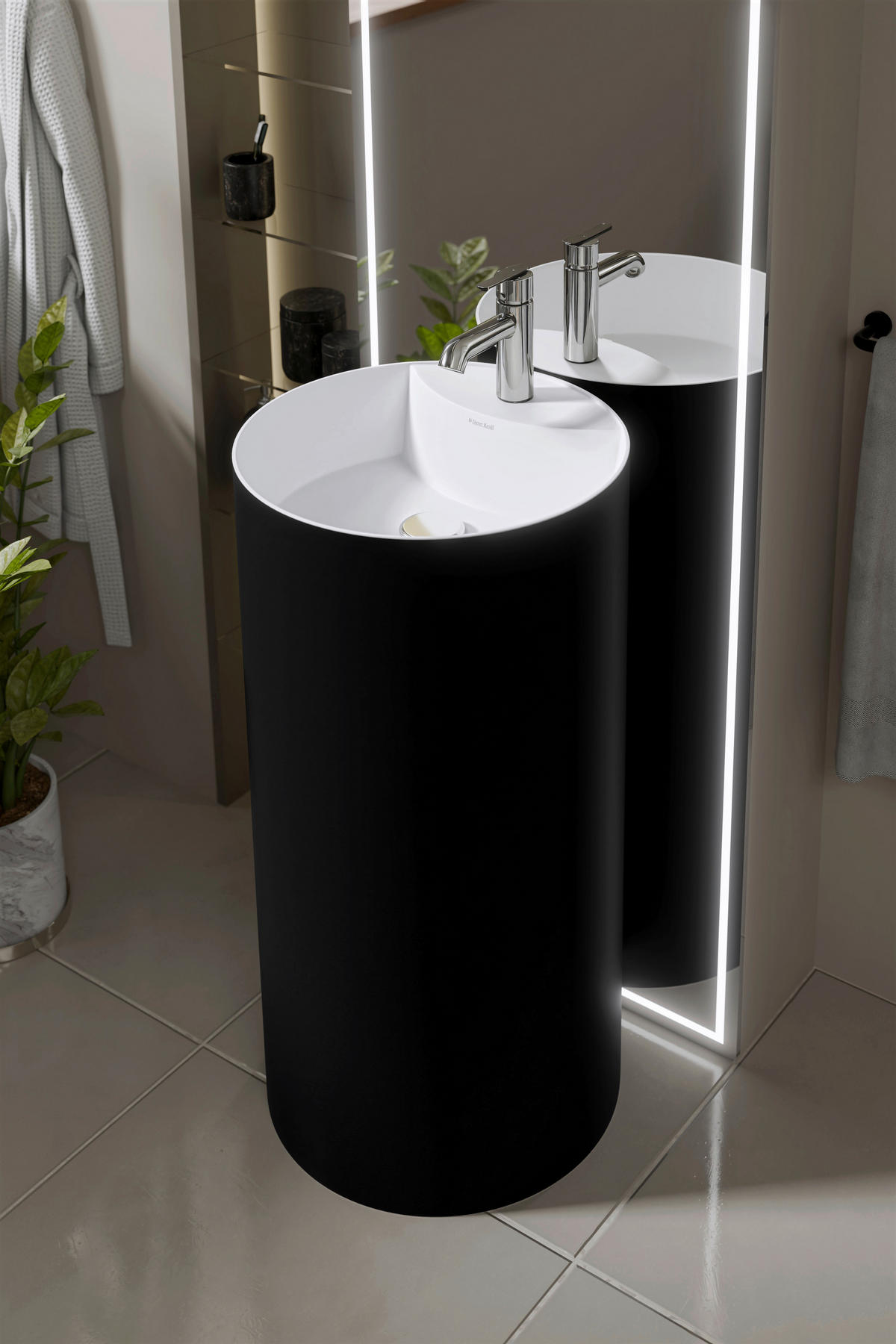 WASCHBECKEN 44/87/44 cm  - Schwarz/Weiß, Basics, Stein (44/87/44cm) - Dieter Knoll