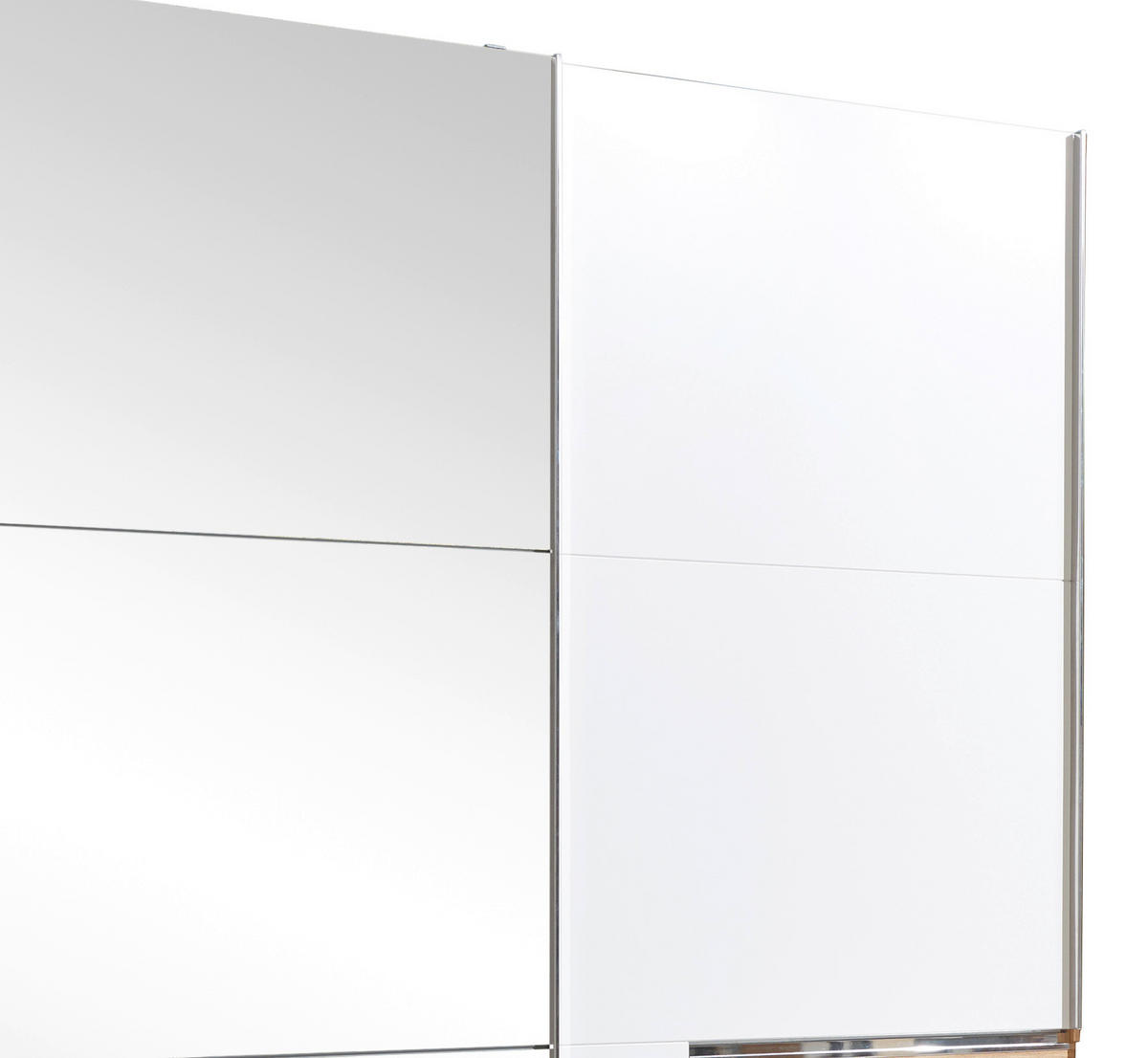 SCHWEBETÜRENSCHRANK in Eichefarben, Weiss, Silberfarben  - Chromfarben/Weiss, Modern, Glas/Holzwerkstoff (300/216/65cm) - MID.YOU