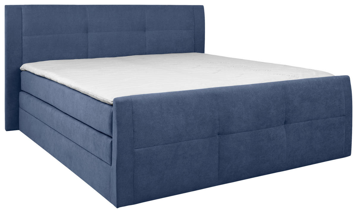 BOXSPRINGBETT 180/200 cm,  in Blau, Bettkasten, Topper, Matratzen, H3 + H3 = fest  - Blau/Schwarz, KONVENTIONELL, Kunststoff/Textil (180/200cm) - Boxxx