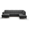 WOHNLANDSCHAFT Schwarz Kombination Echtleder/Stoff Vliesstoff  - Schwarz, MODERN, Leder/Textil (164/319/212cm) - Sit & More
