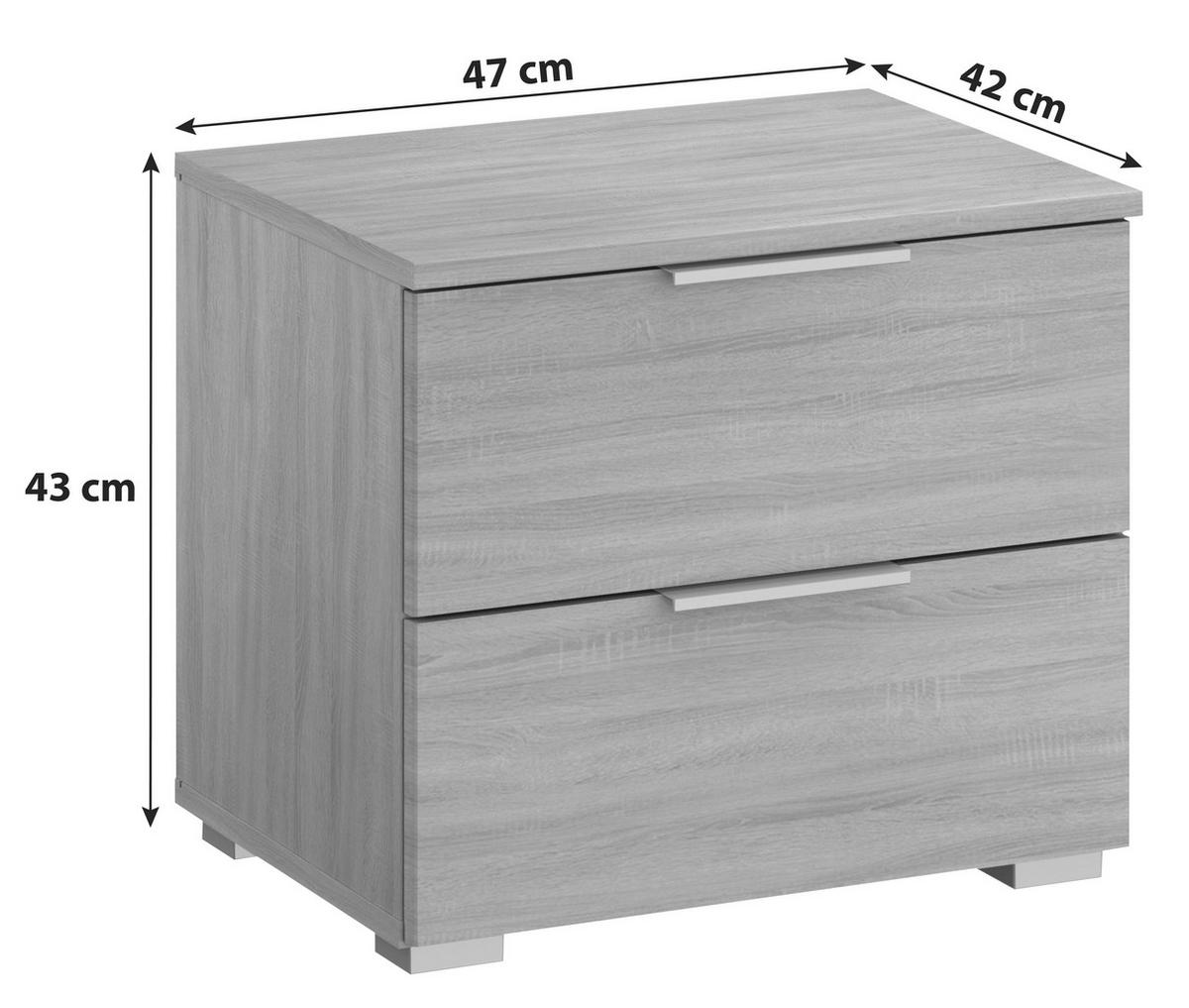 NACHTKÄSTCHEN 47/43/42 cm  in Sonoma Eiche  - Alufarben/Sonoma Eiche, Modern, Holzwerkstoff (47/43/42cm) - Rauch Möbel