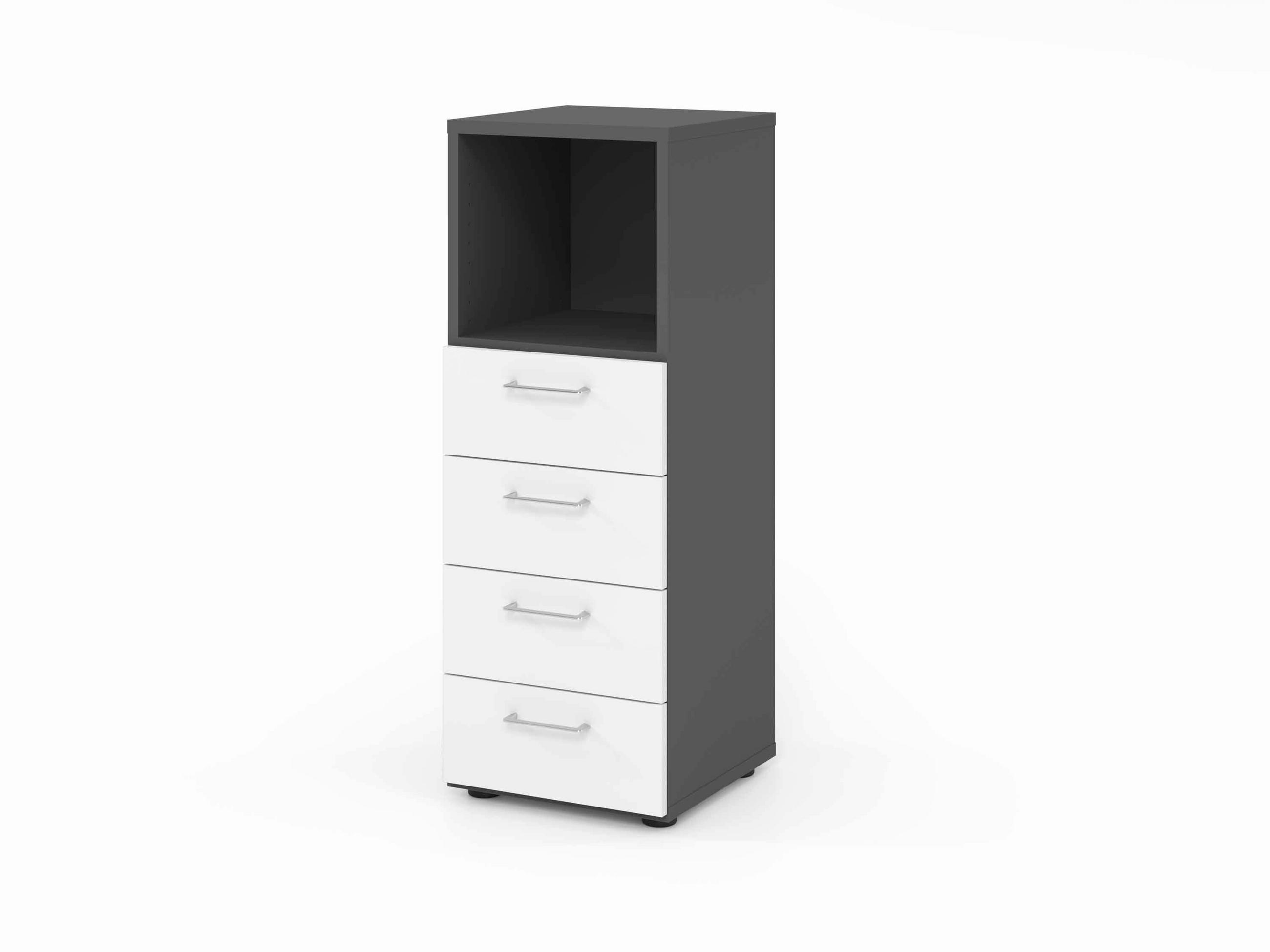 AKTENSCHRANK Graphitfarben, Weiß  - Graphitfarben/Weiß, Basics, Holzwerkstoff (40/110/41,7cm) - Venda