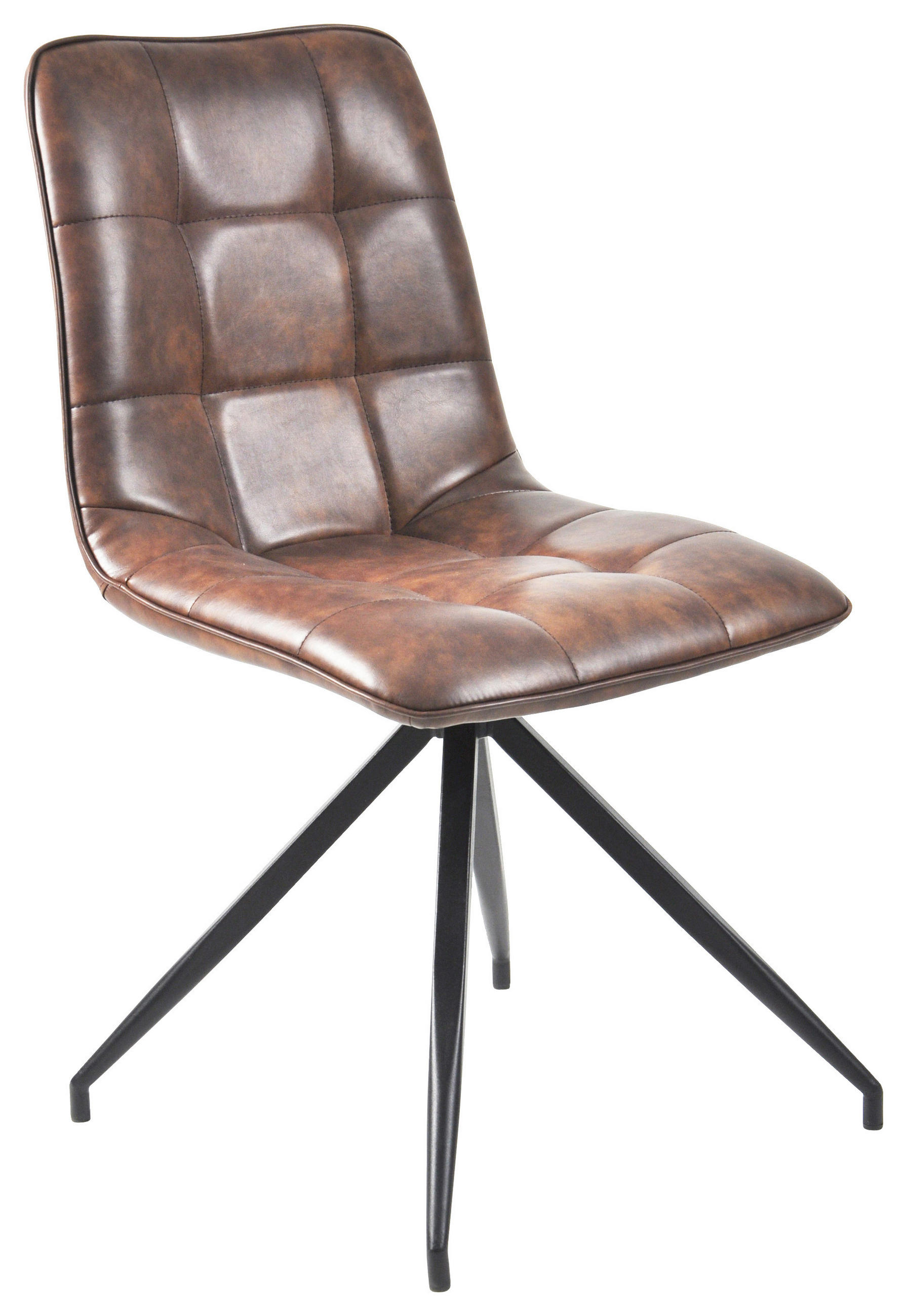 STUHL Lederlook Braun, Schwarz  - Schwarz/Braun, MODERN, Textil/Metall (47/85/55,5cm) - Livetastic