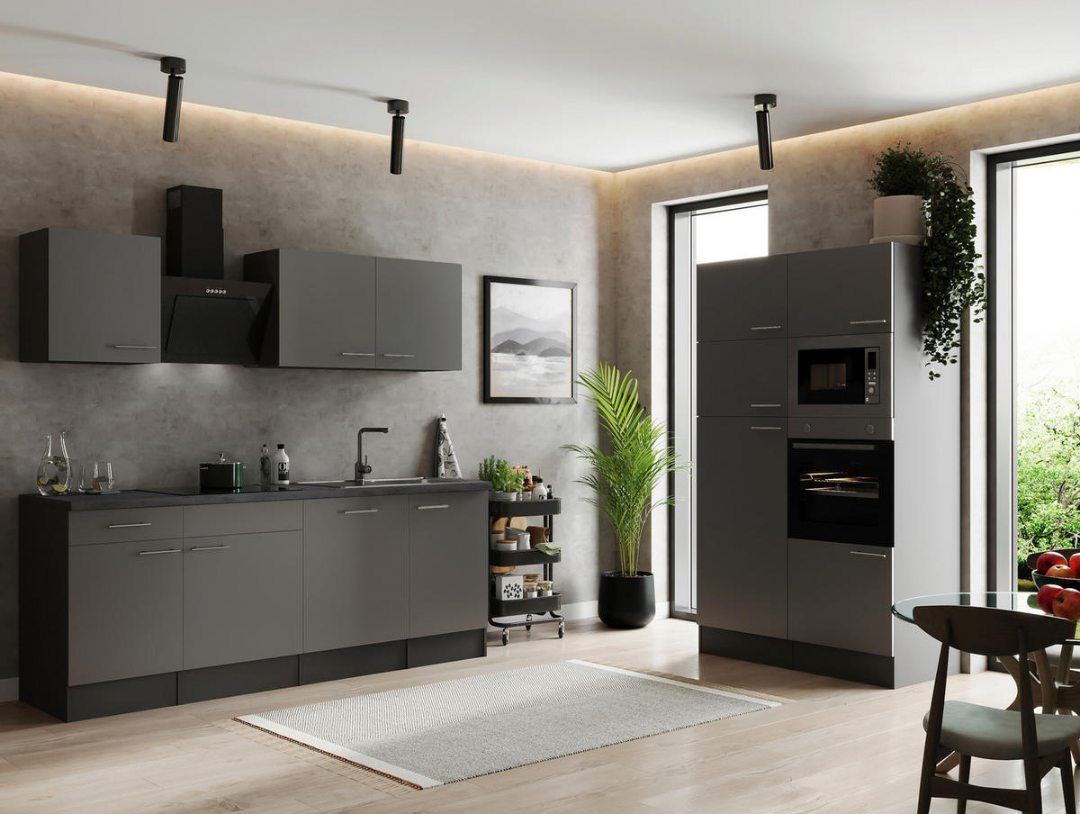 MODULKÖK 340 cm   i grå  - silver/grå, Design, metall/trämaterial (340cm) - Respekta
