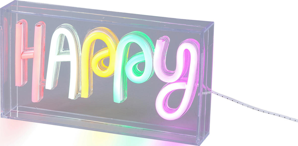 LED-DEKOLEUCHTE Happy 23/4/12,7 cm  - Transparent/Weiß, LIFESTYLE, Kunststoff (23/4/12,7cm) - Novel