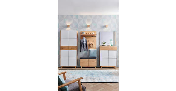 SCHUHSCHRANK 85/113/40 cm - Eichefarben/Weiß, Natur, Glas/Holz (85/113/40cm) - Dieter Knoll