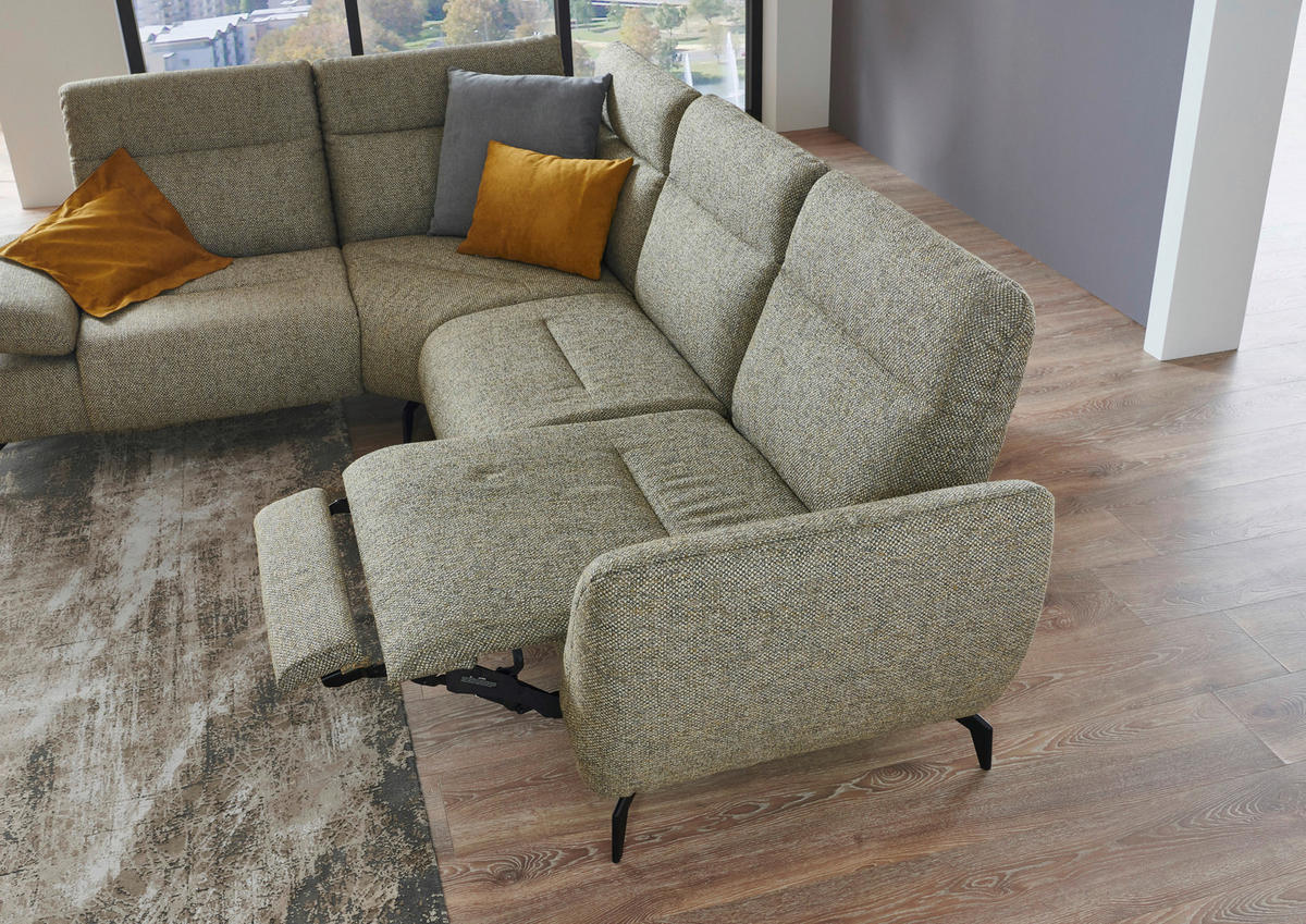 ECKSOFA in Webstoff Creme, Graubraun  - Graubraun/Creme, Design, Textil/Metall (223/290cm) - Moderano