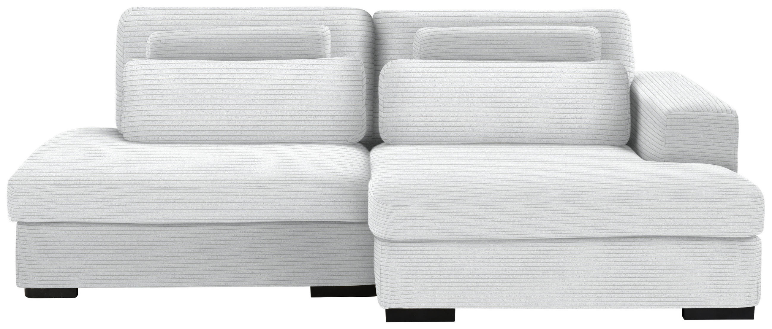 ECKSOFA in Cord, Velours Silberfarben  - Silberfarben/Schwarz, Design, Kunststoff/Textil (223/158cm) - Lomoco