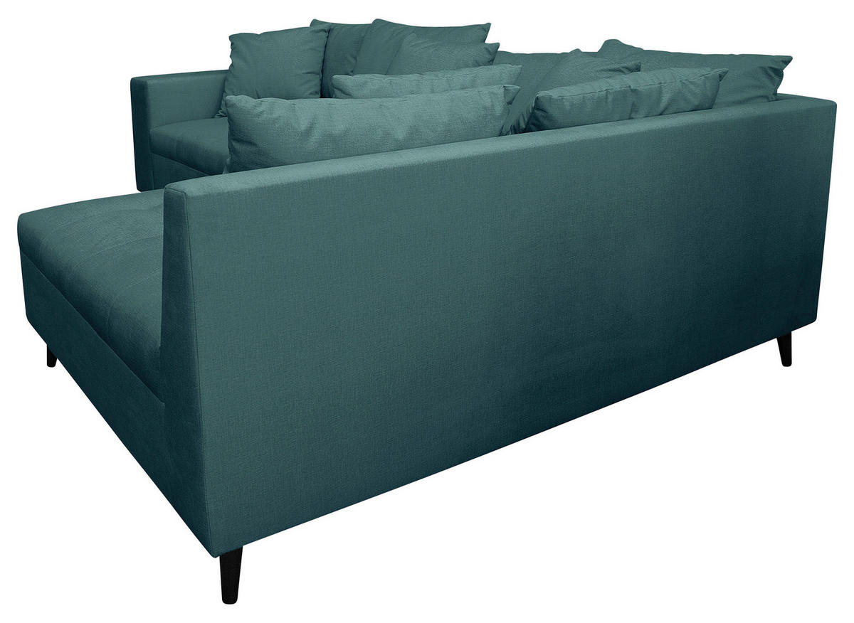 Ecksofa inkl. Hocker, mikrovlakna barve petroleja  - barve petroleja/črna, Design, tekstil/les (247/174cm) - MID.YOU