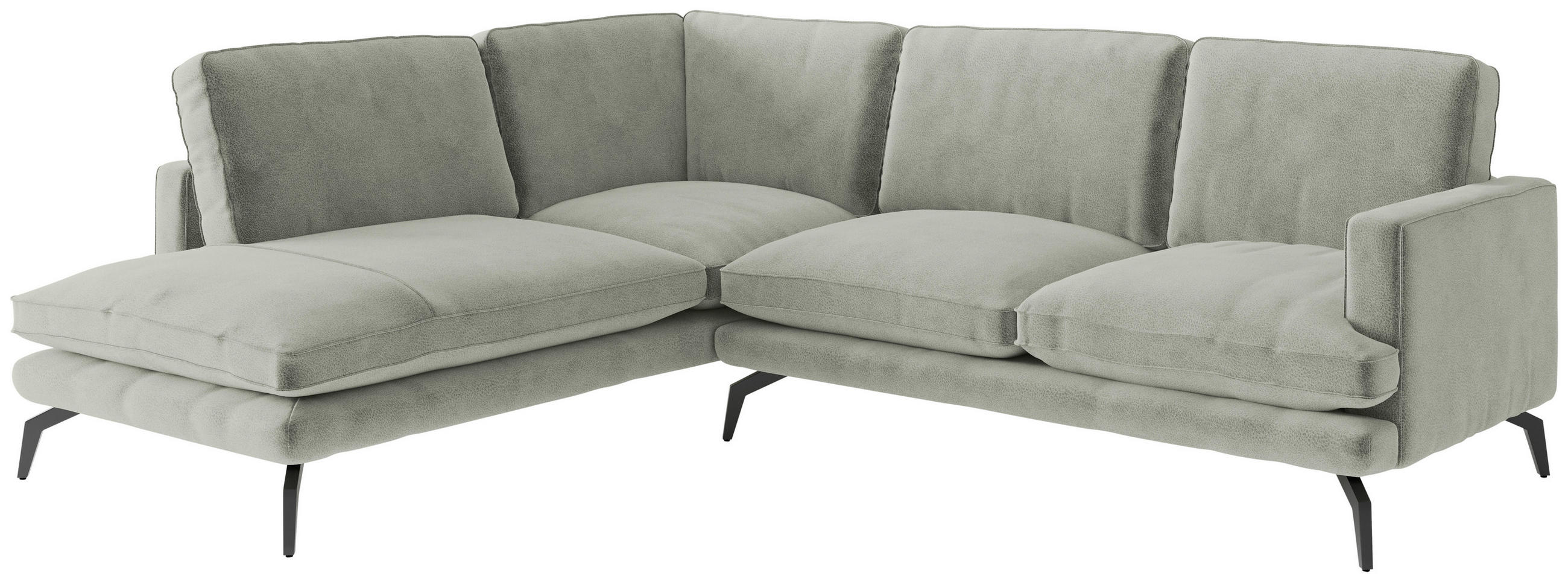 ECKSOFA Flachgewebe Hellgrau  - Hellbraun/Hellgrau, Design, Textil/Metall (202/250cm) - Livetastic