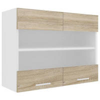 KÜCHENOBERSCHRANK 80/60/31 cm  in Weiß, Sonoma Eiche  - Alufarben/Weiß, KONVENTIONELL, Glas/Holzwerkstoff (80/60/31cm) - MID.YOU