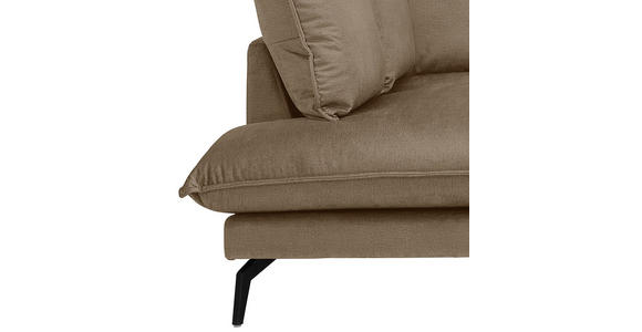 ECKSOFA in Samt Hellbraun  - Hellbraun/Schwarz, Design, Textil/Metall (200/241cm) - Carryhome