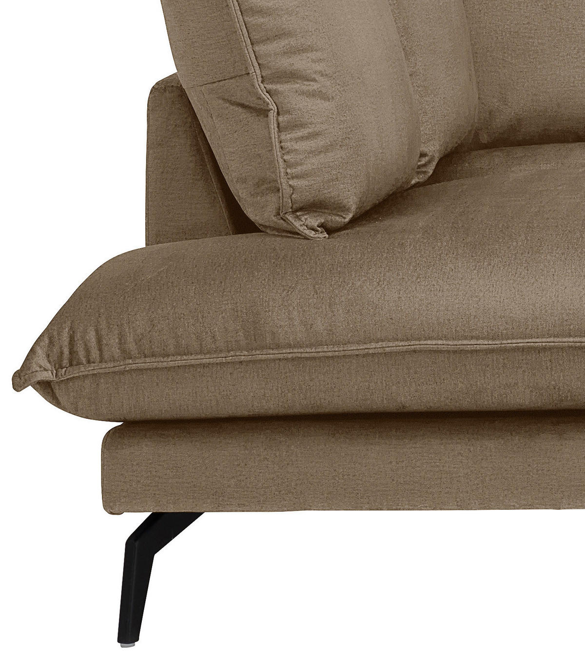 HÖRNSOFFA i sammet ljusbrun  - ljusbrun/svart, Design, metall/textil (200/241cm) - Carryhome
