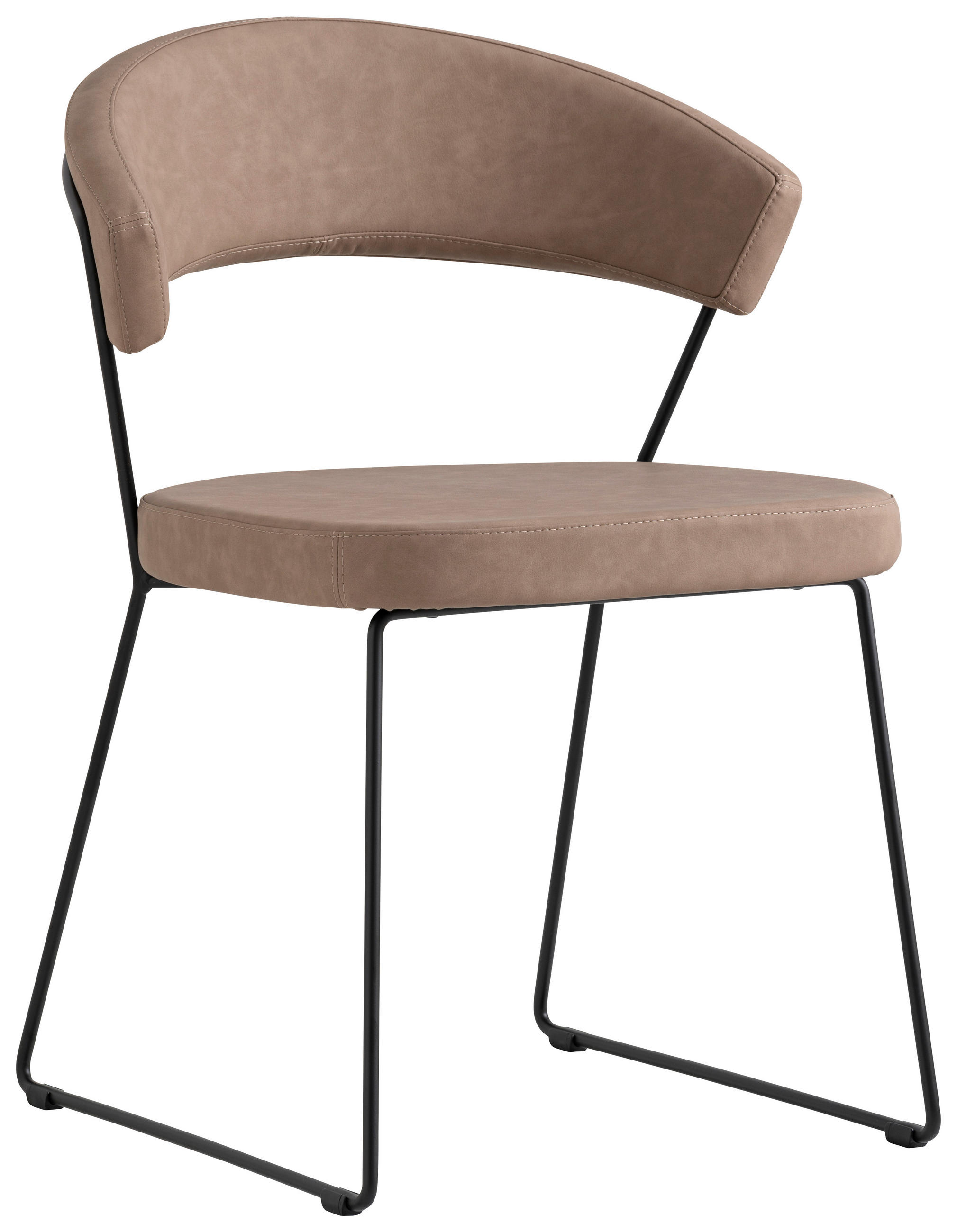 STUHL - Hellbraun/Schwarz, Design, Textil/Metall (57/75,5/52cm) - Connubia 