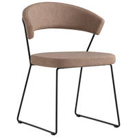 STUHL - Hellbraun/Schwarz, Design, Textil/Metall (57/75,5/52cm) - Connubia 