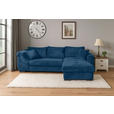 ECKSOFA  in Cord Blau  - Blau/Schwarz, KONVENTIONELL, Textil/Metall (258/168cm) - Carryhome