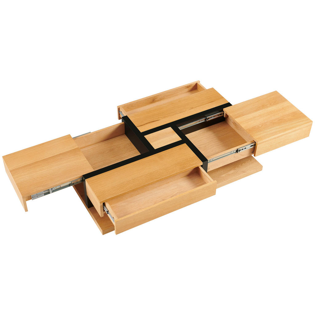 Thumbnail - Livetastic Couchtisch, Schwarz, Eiche, Holz, Holzwerkstoff, Eiche, furniert, 2 Schublade(n) Schubladen, rechteckig, Bode...