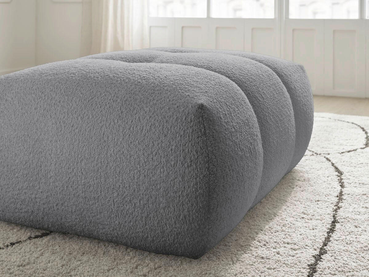 HOCKER FUJI  Bouclé Dunkelgrau  - Dunkelgrau/Schwarz, MODERN, Kunststoff/Textil (112/44/80cm)