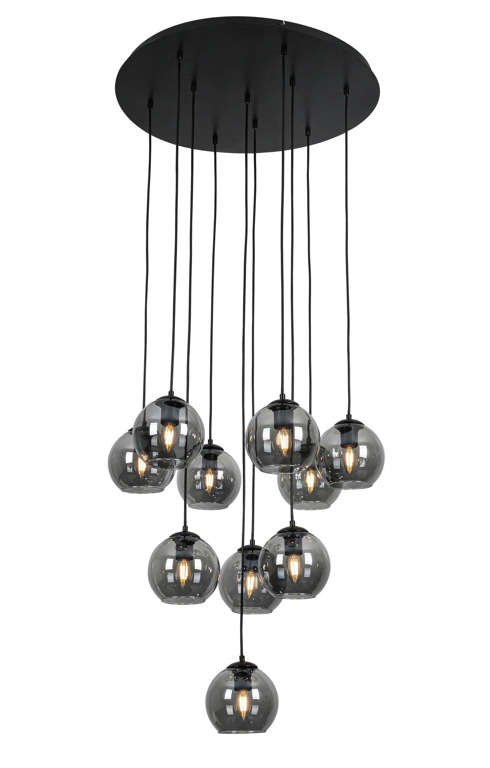 ZÁVĚSNÉ SVÍTIDLO, 65/170 cm  - černá/průhledné, Konvenční, kov/plast (65/170cm) - Dieter Knoll