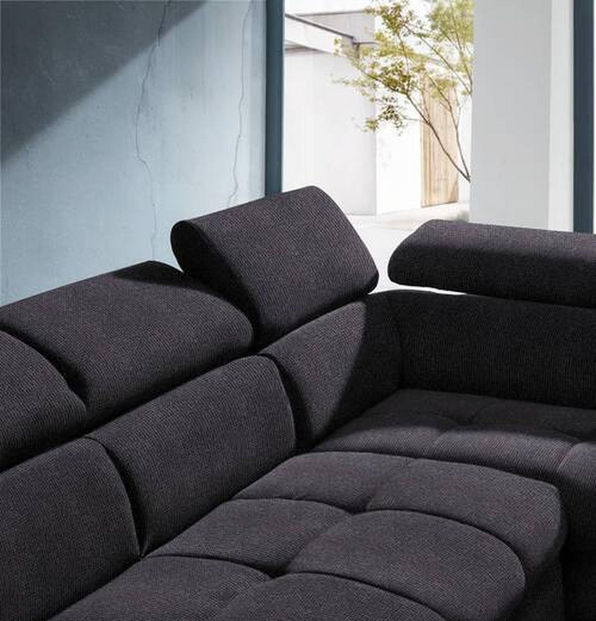 ECKSOFA in Mikrofaser Schwarz  279/210 cm  - Schwarz, Design, Kunststoff/Textil (279/210cm) - Stylife
