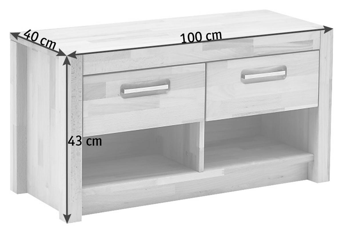 GARDEROBENBANK  in 100/43/40 cm  - Silberfarben/Buchefarben, KONVENTIONELL, Holz/Metall (100/43/40cm) - MID.YOU