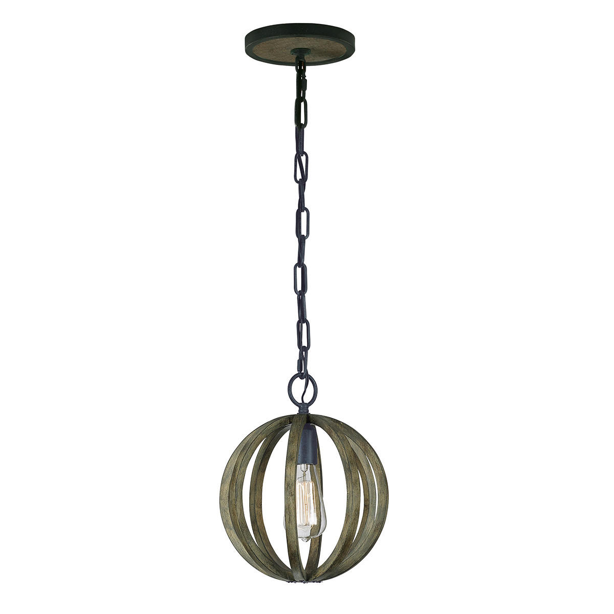 HÄNGLAMPA Elstead Allier 25.4/47 cm  - ekfärgad, Klassisk, metall/trä (25.4/47cm) - Elstead Lighting