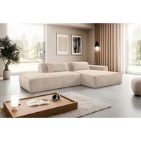 ECKSOFA BILLUND in Cord Sandfarben  294/165 cm  - Sandfarben/Schwarz, KONVENTIONELL, Holzwerkstoff/Kunststoff (294/165cm) - Livetastic