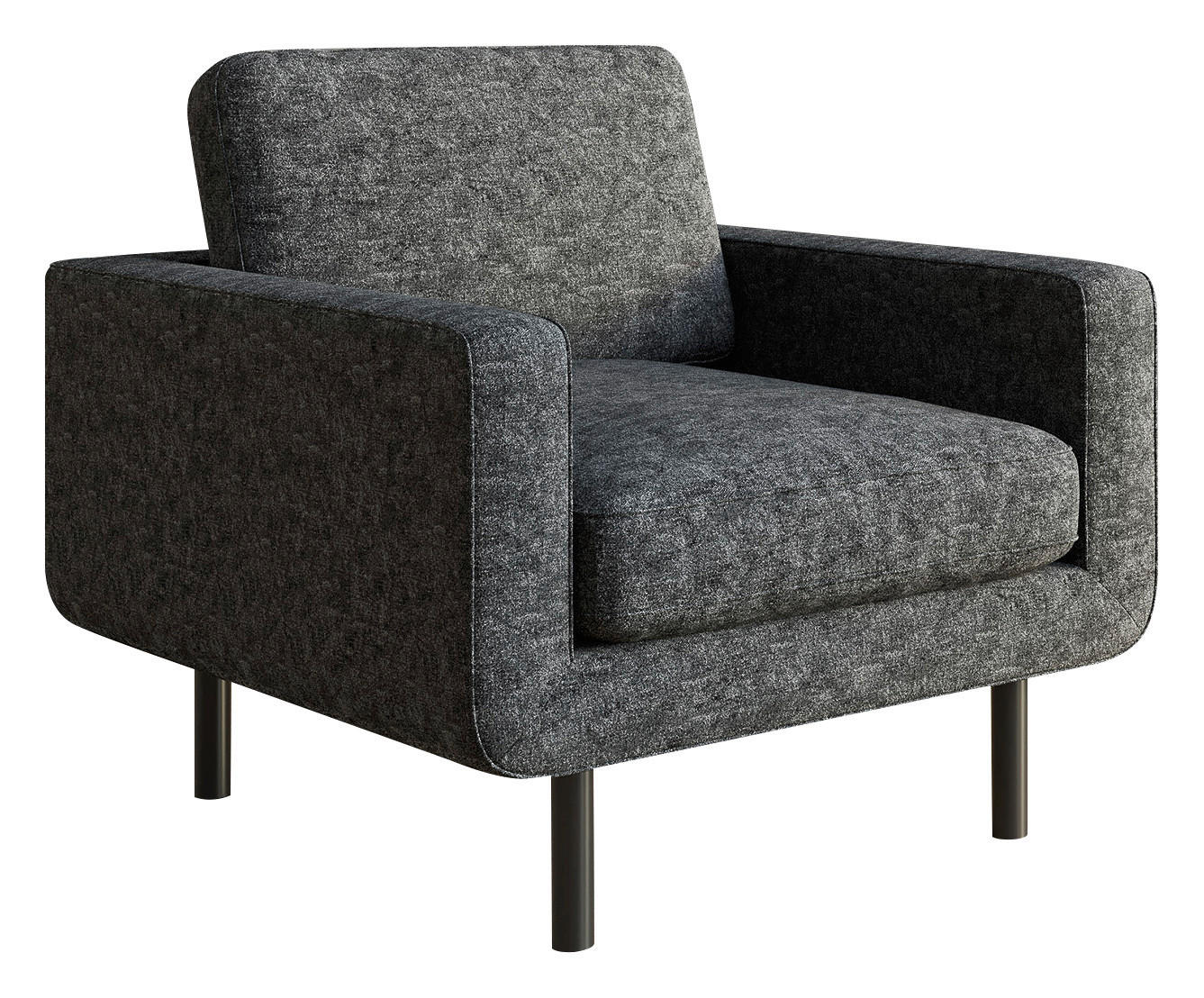 SESSEL Flachgewebe Grau    - Schwarz/Grau, Design, Textil/Metall (70/80/92cm) - Livetastic