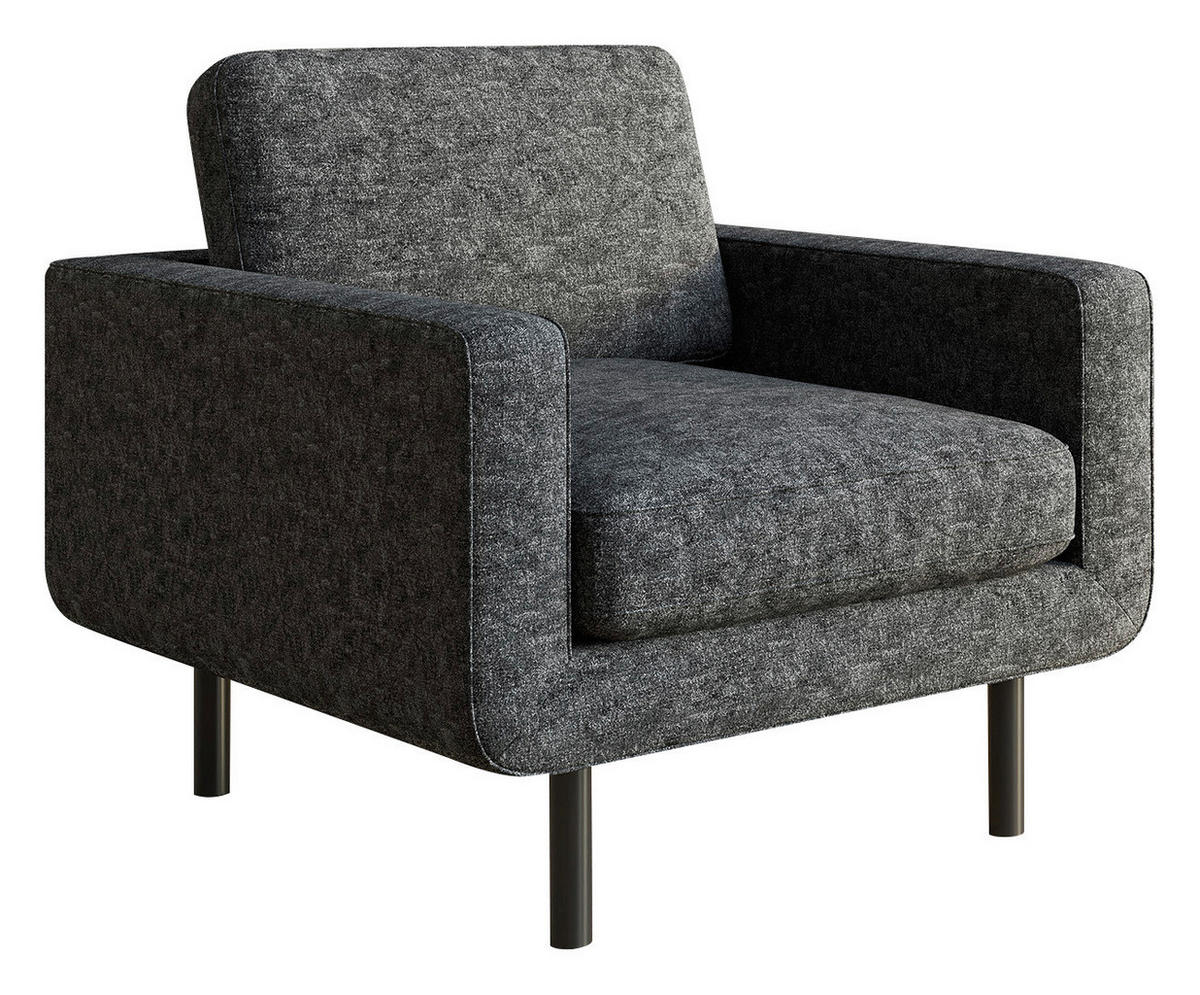 SESSEL in Flachgewebe Grau  - Schwarz/Grau, Design, Textil/Metall (70/80/92cm) - Livetastic