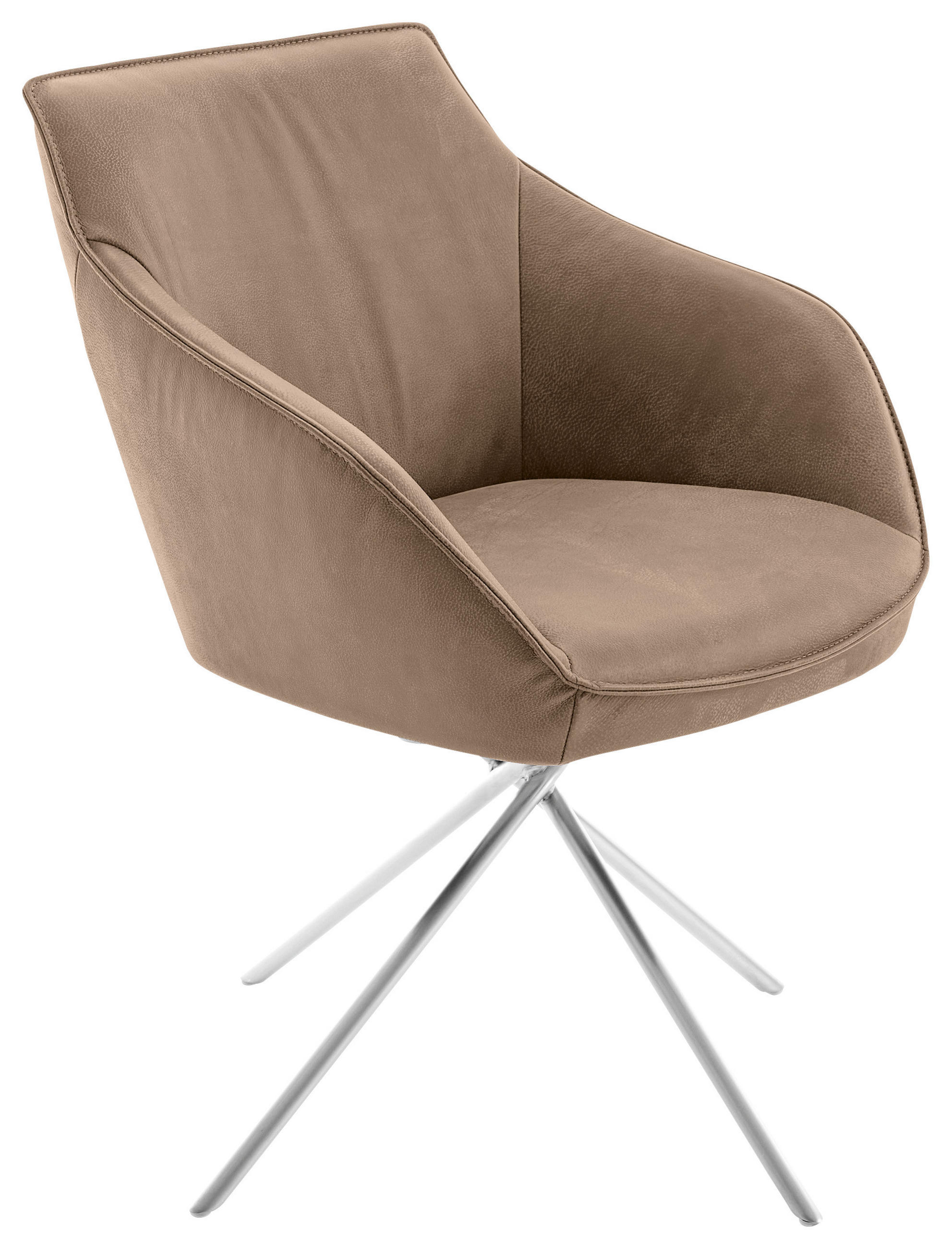 ARMLEHNSTUHL  in Nickel Echtleder naturbelassen  - Edelstahlfarben/Beige, Design, Leder/Metall (60/84/67cm) - Koinor
