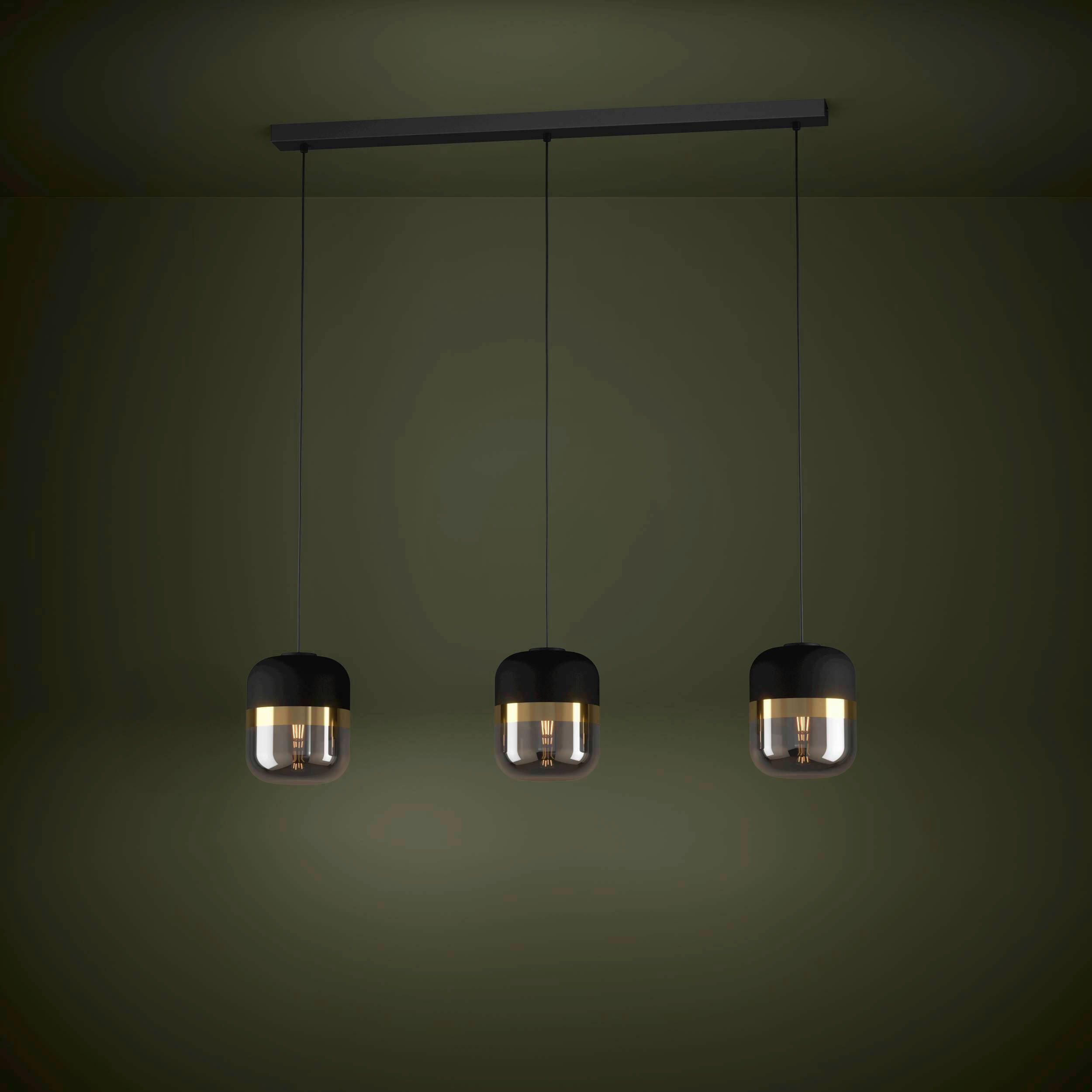 HÄNGELEUCHTE 100/17/150 cm  - Goldfarben/Schwarz, Design, Glas/Textil (100/17/150cm) - Eglo