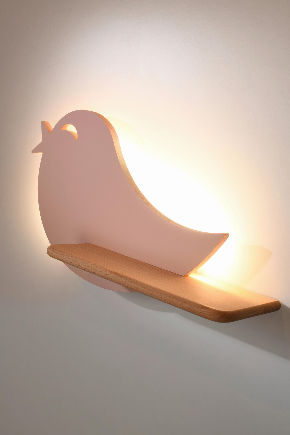 KINDERWANDLEUCHTE Bird  - Pink, Natur, Holz/Holzwerkstoff (40/12/21.5cm)
