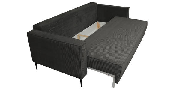 SCHLAFSOFA  mit Liegefunktion, Rücken echt, haustierfreundlicher Bezug Cord Graphitfarben  - Schwarz/Graphitfarben, KONVENTIONELL, Textil/Metall (222/93/98cm) - Carryhome